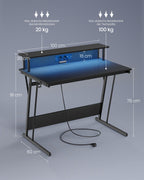 Desk with socket 60 x 120 x 76 cm soot black
