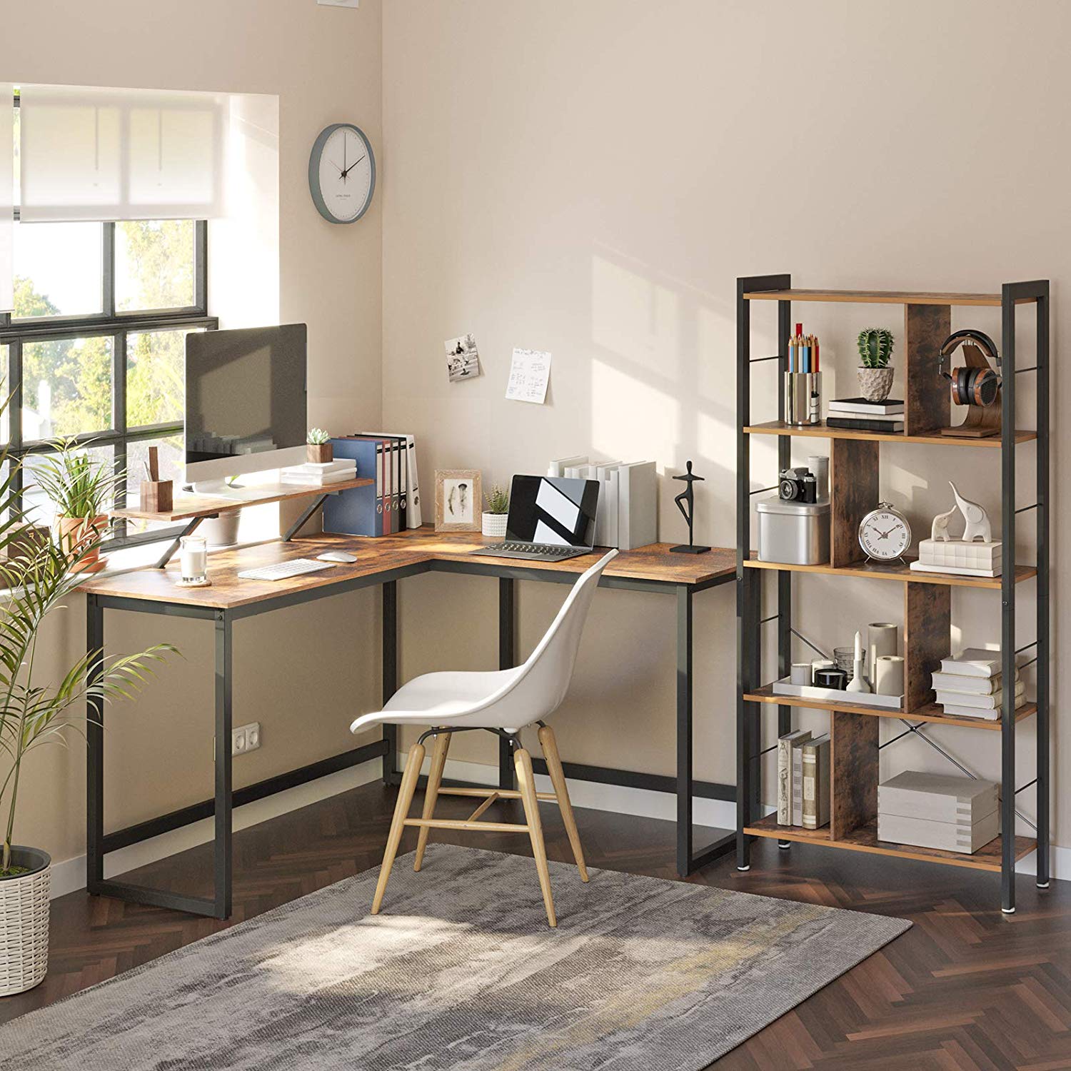 Corner agency - L -shaped desk - With monitor bracket - 140 x 130 x 76 cm - Black