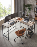 Bureau - L -Hoekbureau with 2 shelves - Space -saving - Industrial design