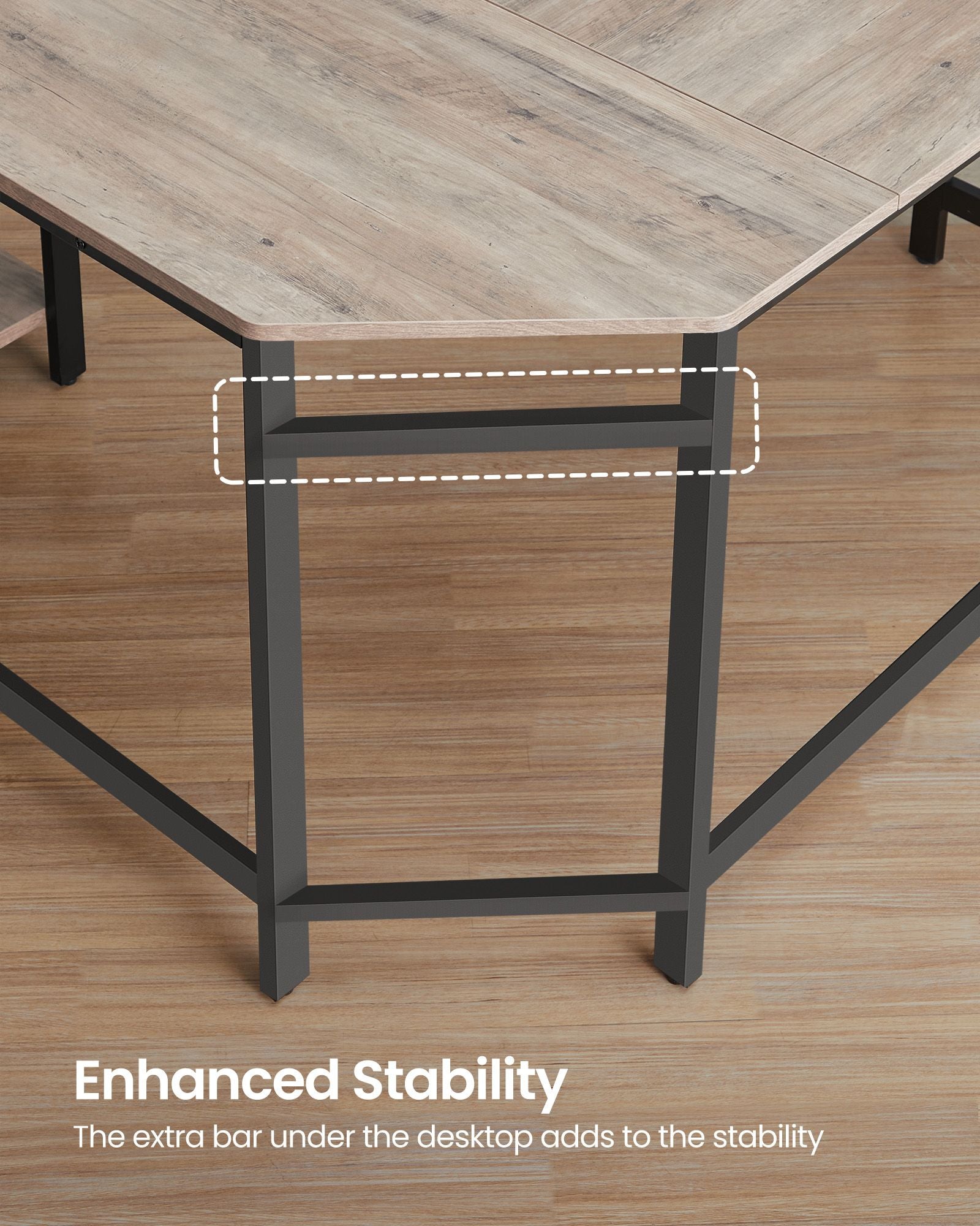 Bureau - L -Hoekbureau with 2 shelves - Space -saving - Industrial design