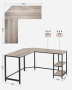 Bureau - L -Hoekbureau with 2 shelves - Space -saving - Industrial design