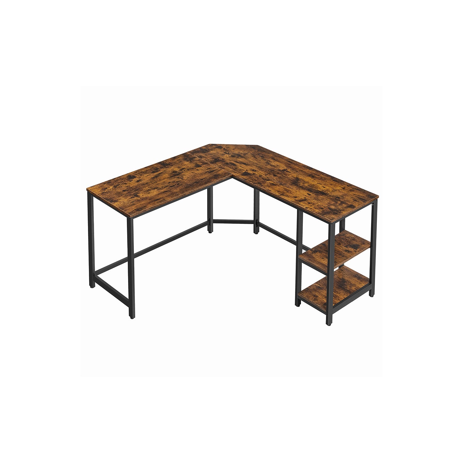 Corner agency - Computer table in L -shape - Industrial design - Vintage Brown/Black