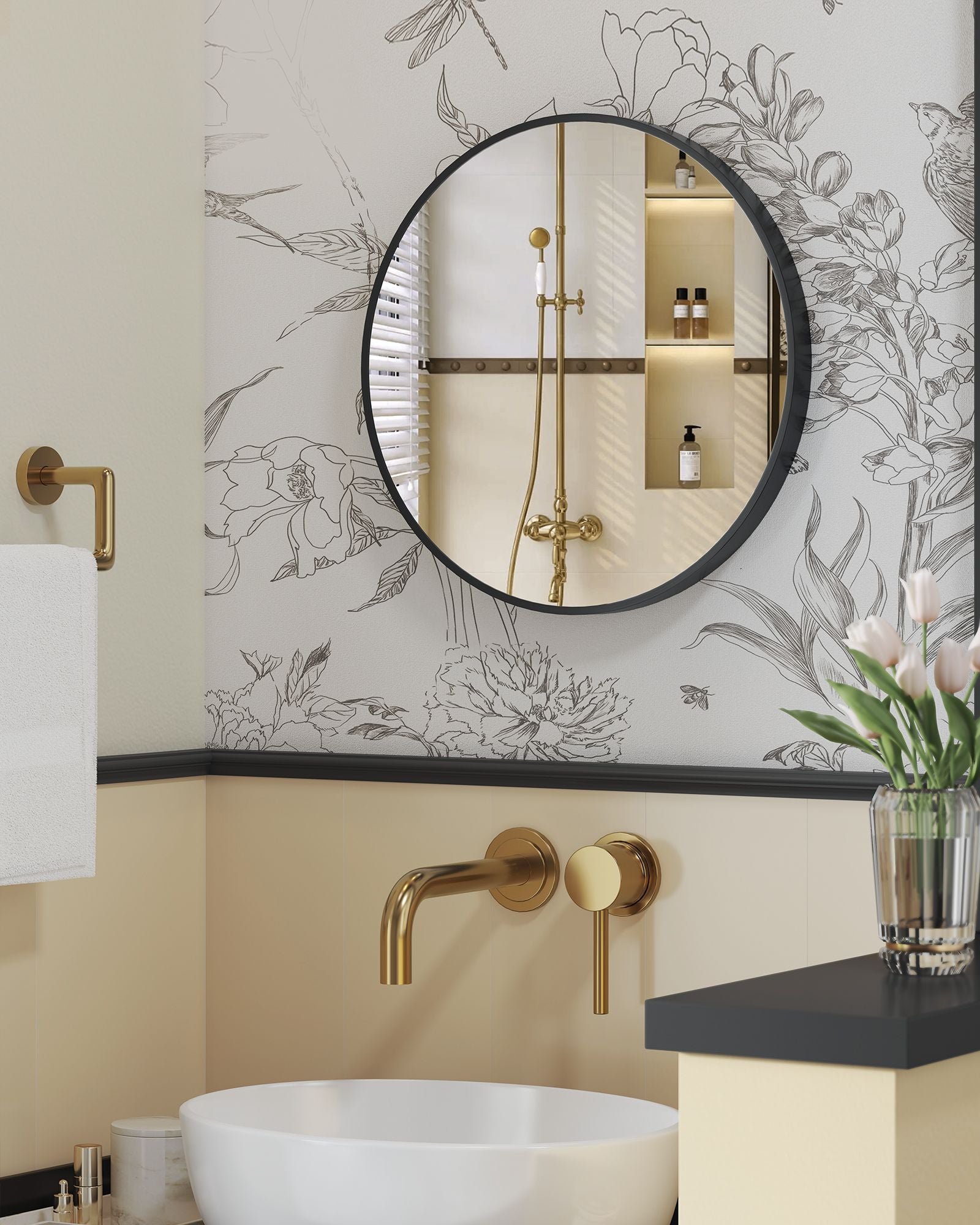 Bathroom mirror - Ø 50 cm - Metal frame