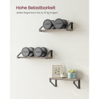 Wall shelf set of 3 - Floating board - Industrial - Gray / Black