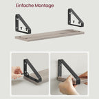 Wall shelf set of 3 - Floating board - Industrial - Gray / Black