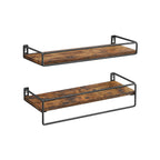 Wall shelves - Set of 2 - Floating - Industrial Design - Brown / Black