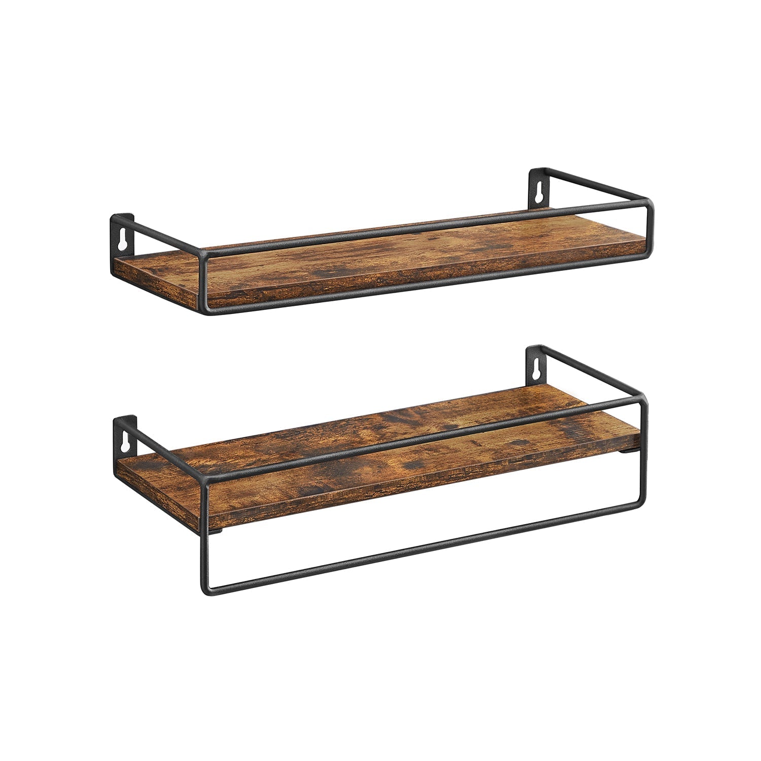 Wall shelves - Set of 2 - Floating - Industrial Design - Brown / Black