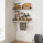 Wall shelves - Set of 2 - Floating - Industrial Design - Brown / Black