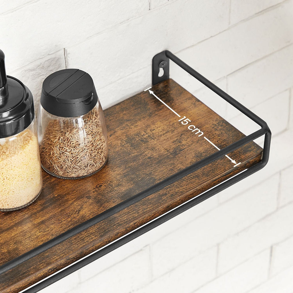 Wall shelves - Set of 2 - Floating - Industrial Design - Brown / Black