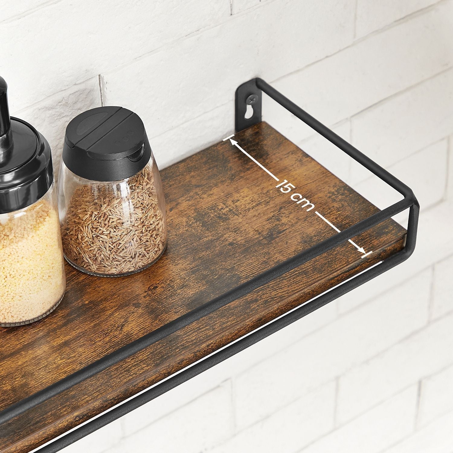 Wall shelves - Set of 2 - Floating - Industrial Design - Brown / Black