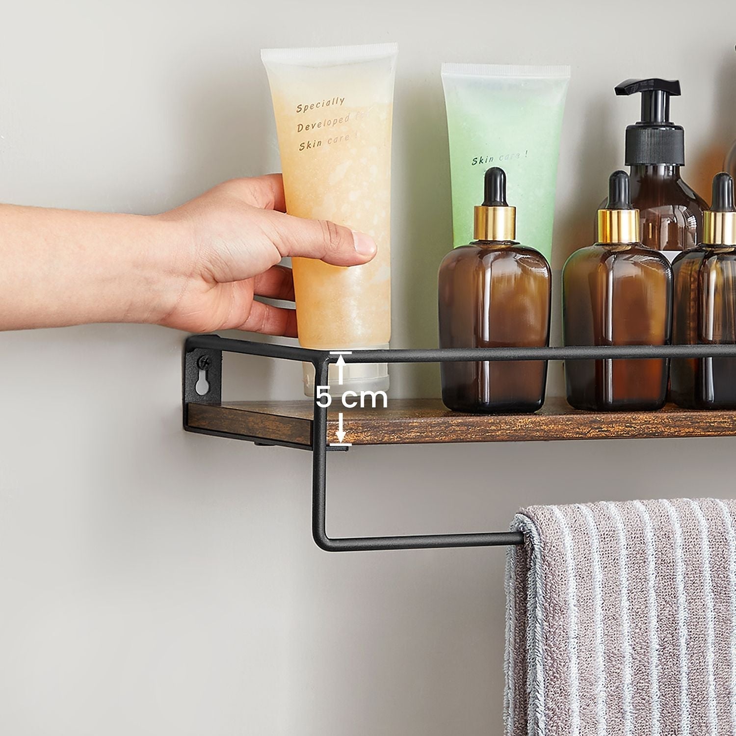 Wall shelves - Set of 2 - Floating - Industrial Design - Brown / Black