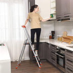 Ladder - Aluminum Ladder - 12 cm wide steps - Foldable - anti -slip - up to 150 kg