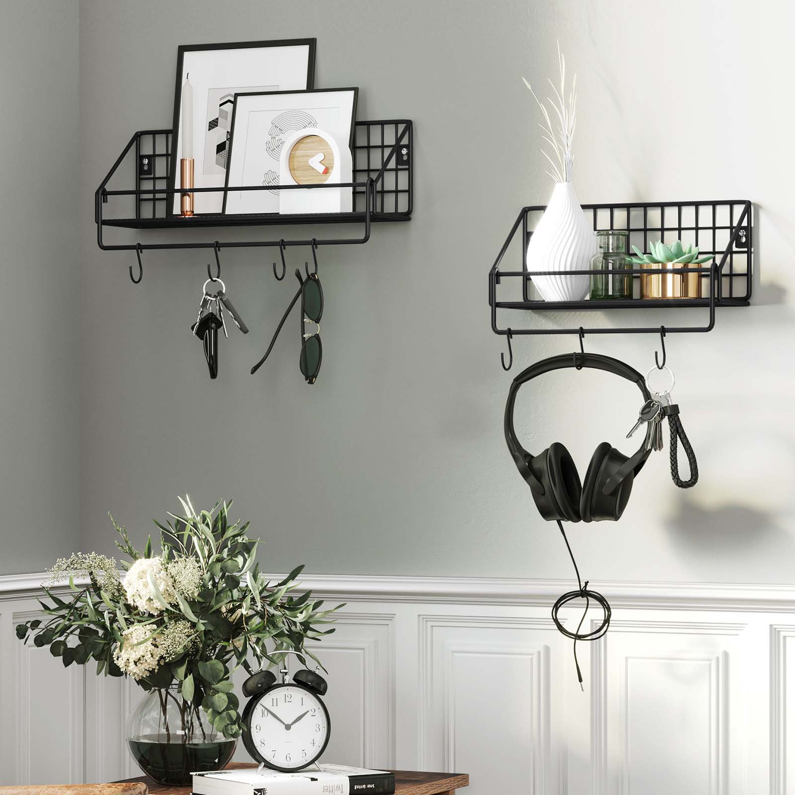 Wall shelves - Set of 2 - Industrial design - Black