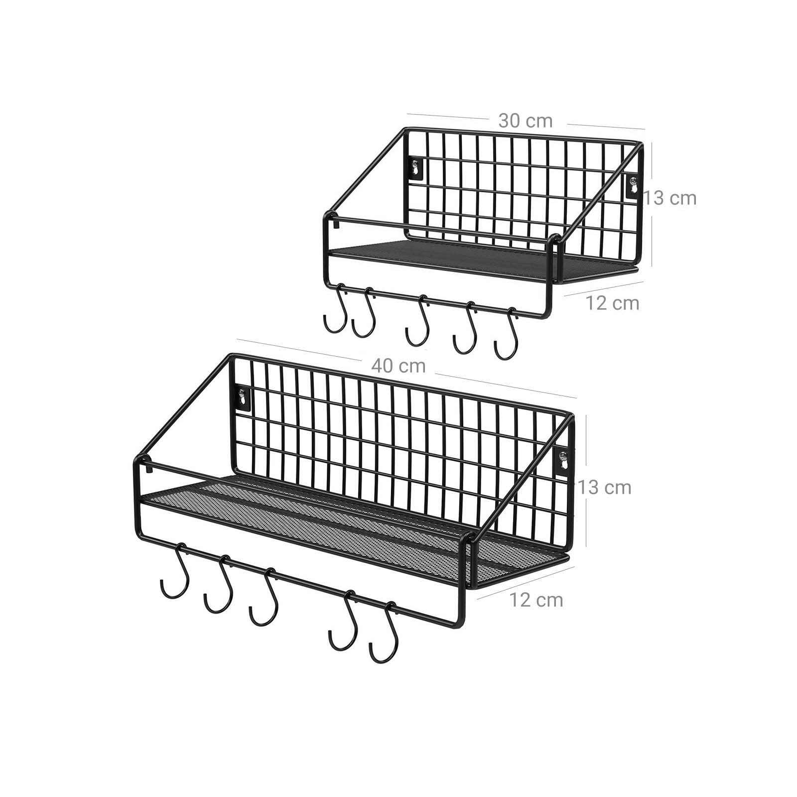 Wall shelves - Set of 2 - Industrial design - Black