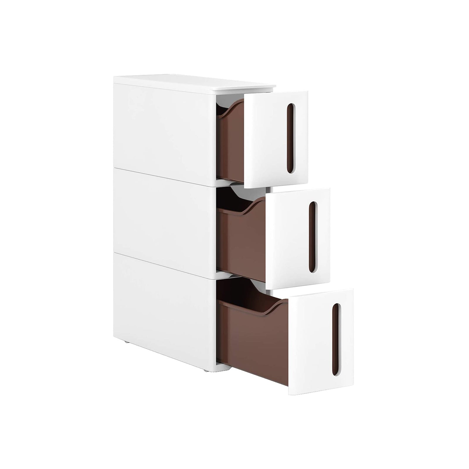 Bathroom rack - Scrabbage - Nisplank - With 3 drawers - Small - On wheels - White