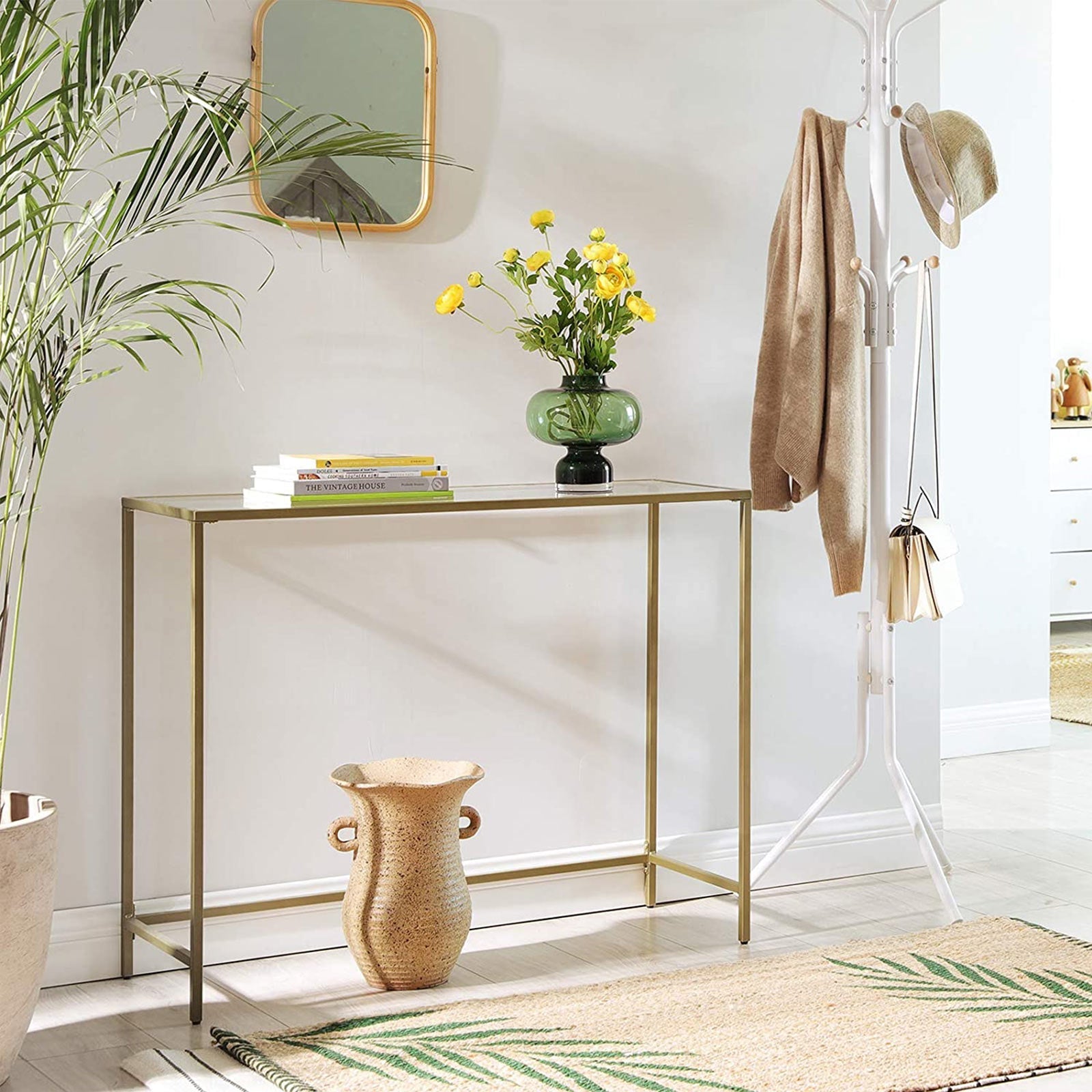 Consolet table - Modern side table - Glass sheet - Golden Frame