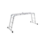 Multifunctional ladder - Aluminum - With 2 metal plates - foldable - 150 kg - silver