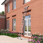 Multifunctional ladder - Aluminum - With 2 metal plates - foldable - 150 kg - silver