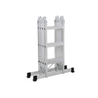 Multifunctional ladder - Aluminum - With 2 metal plates - foldable - 150 kg - silver