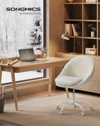 Velvet office chair, height-adjustable cappuccino beige cloud white
