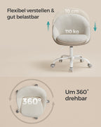 Velvet office chair, height-adjustable cappuccino beige cloud white
