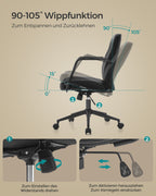 Office chair - with backrest & curved seat - ink -black