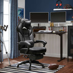Gaming chair - Game chair - Office chair - With footrest and headrest - Black