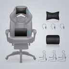 Gaming chair - Game chair - Office chair - With footrest and headrest - Black
