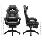 Gaming chair - Game chair - Office chair - With footrest and headrest - Black