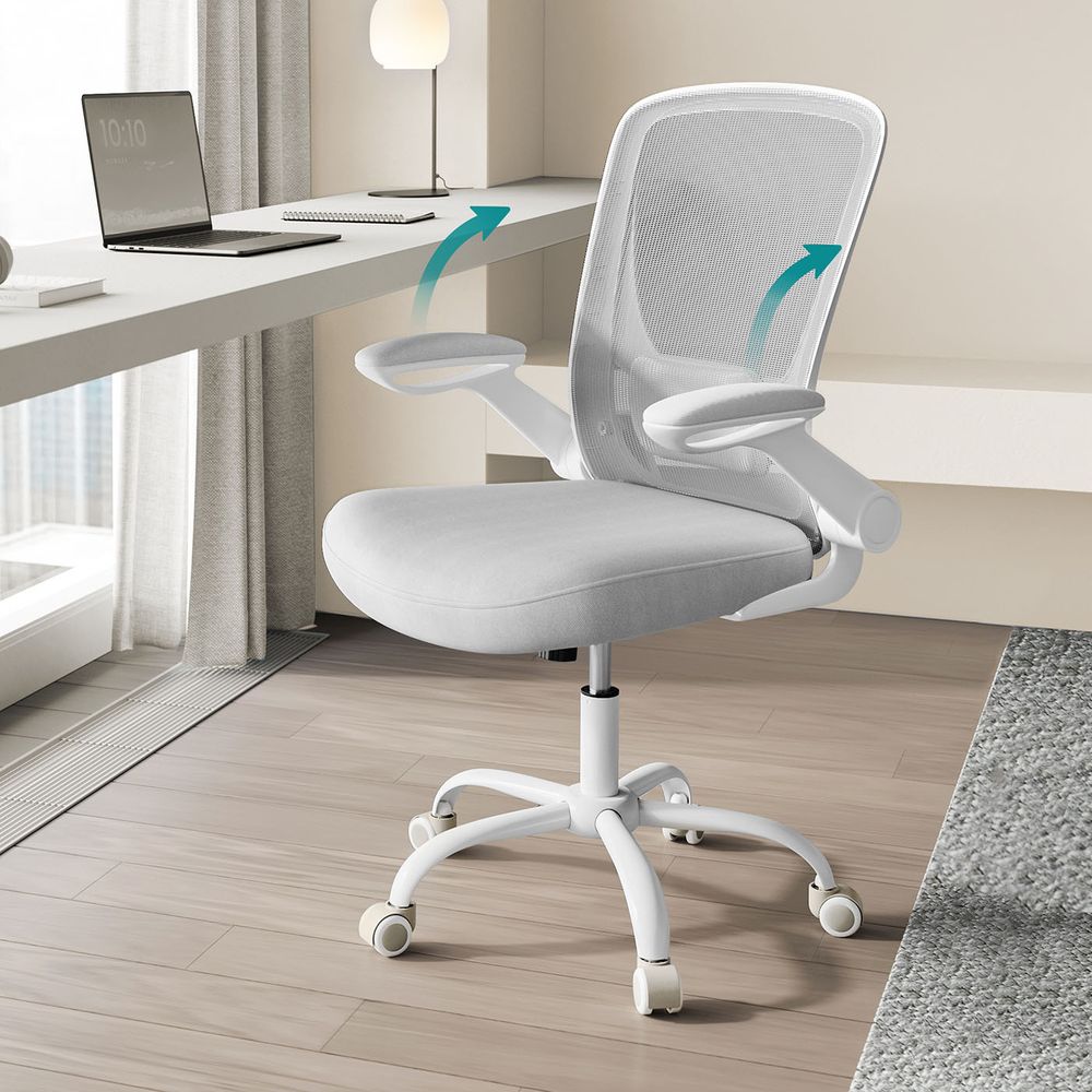 Office chair - ergonomic - with folding armrests - fog blue