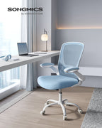 Office chair - ergonomic - with folding armrests - fog blue