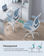Office chair - ergonomic - with folding armrests - fog blue