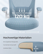 Office chair - ergonomic - with folding armrests - fog blue
