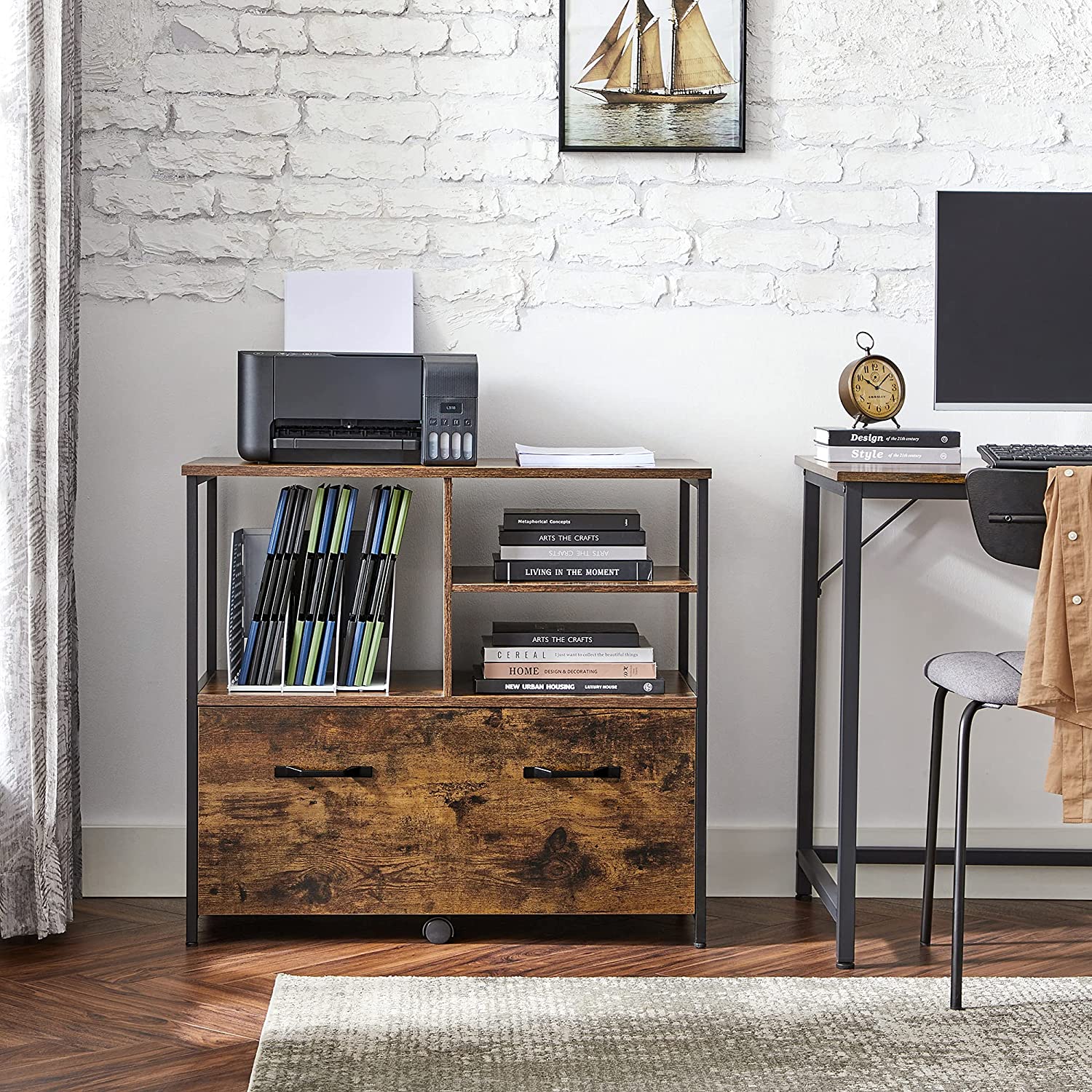 Archive cabinet-Industrial style-Vintage Brown-Zwart