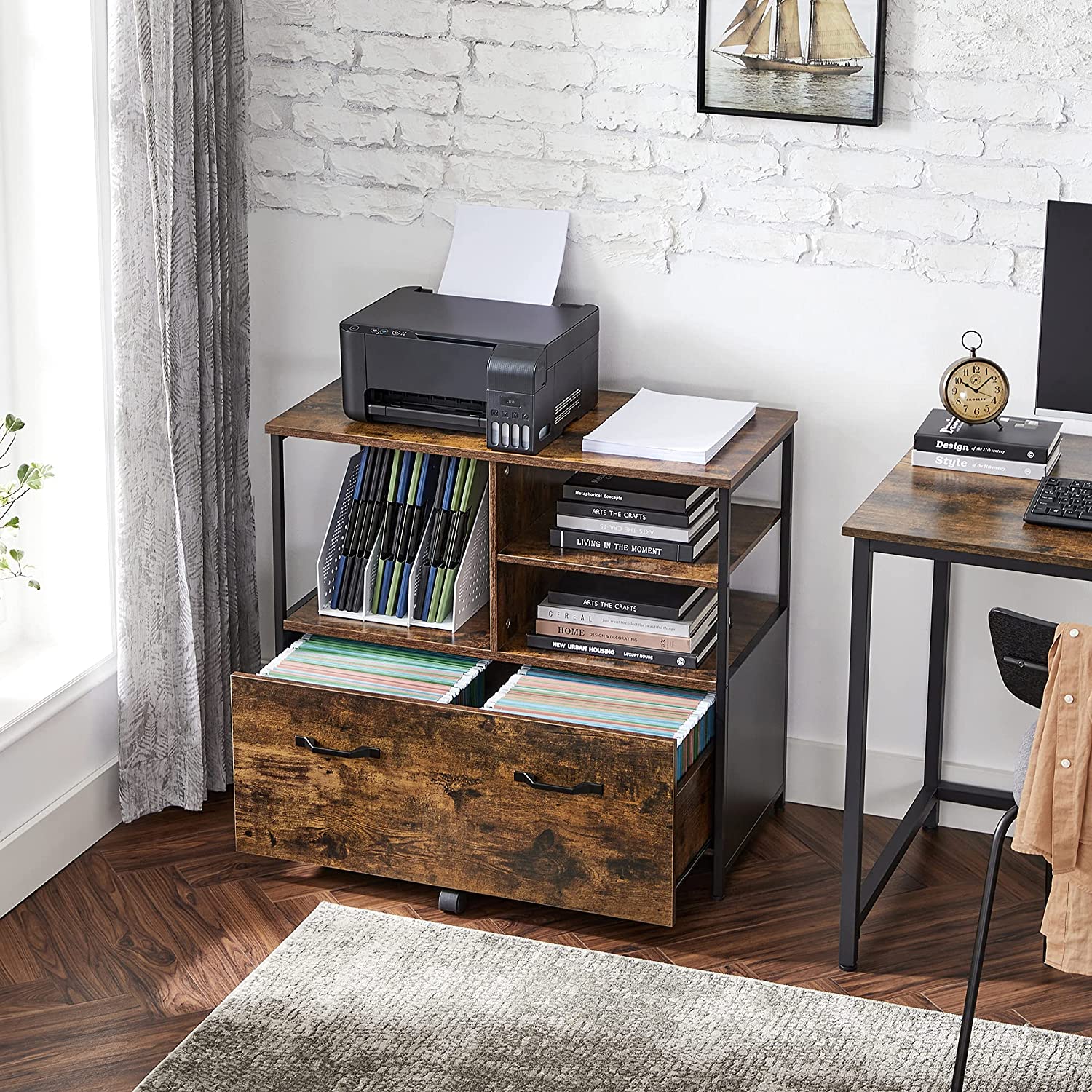 Archive cabinet-Industrial style-Vintage Brown-Zwart