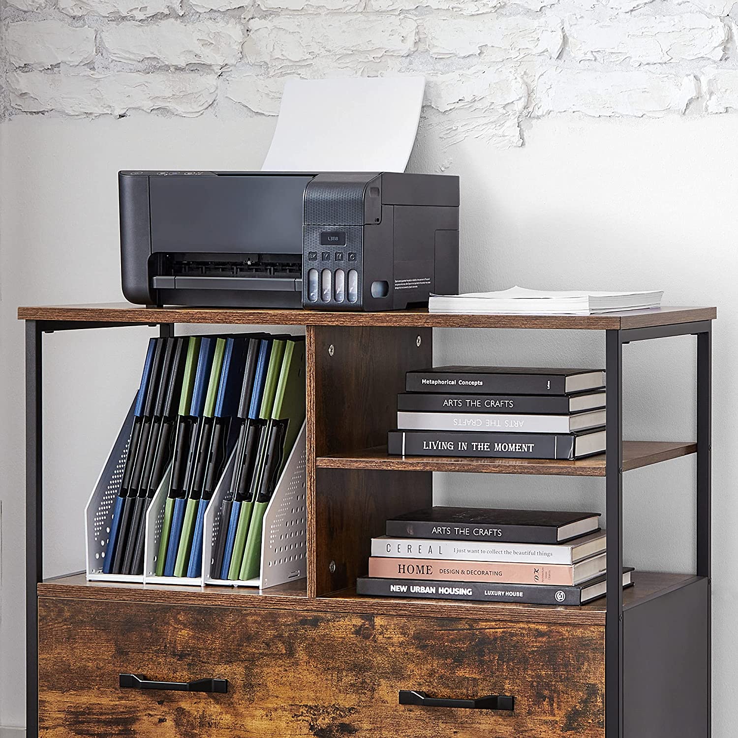 Archive cabinet-Industrial style-Vintage Brown-Zwart