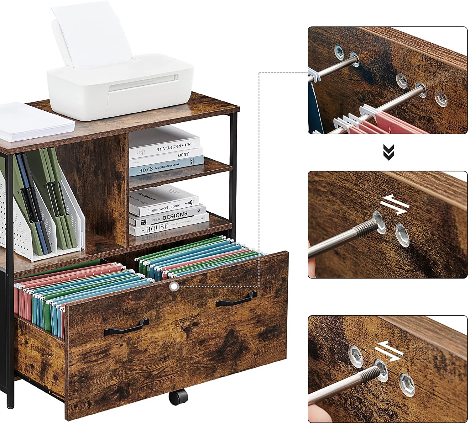 Archive cabinet-Industrial style-Vintage Brown-Zwart