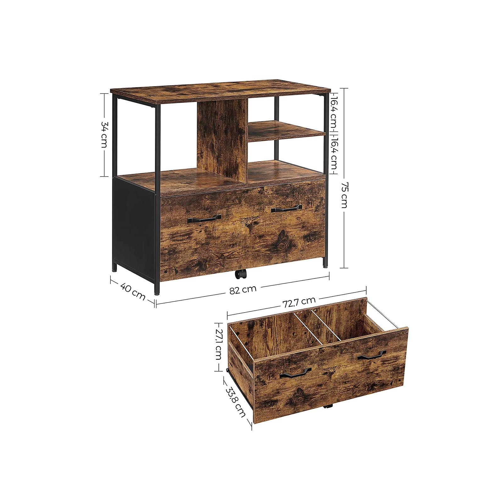 Archive cabinet-Industrial style-Vintage Brown-Zwart