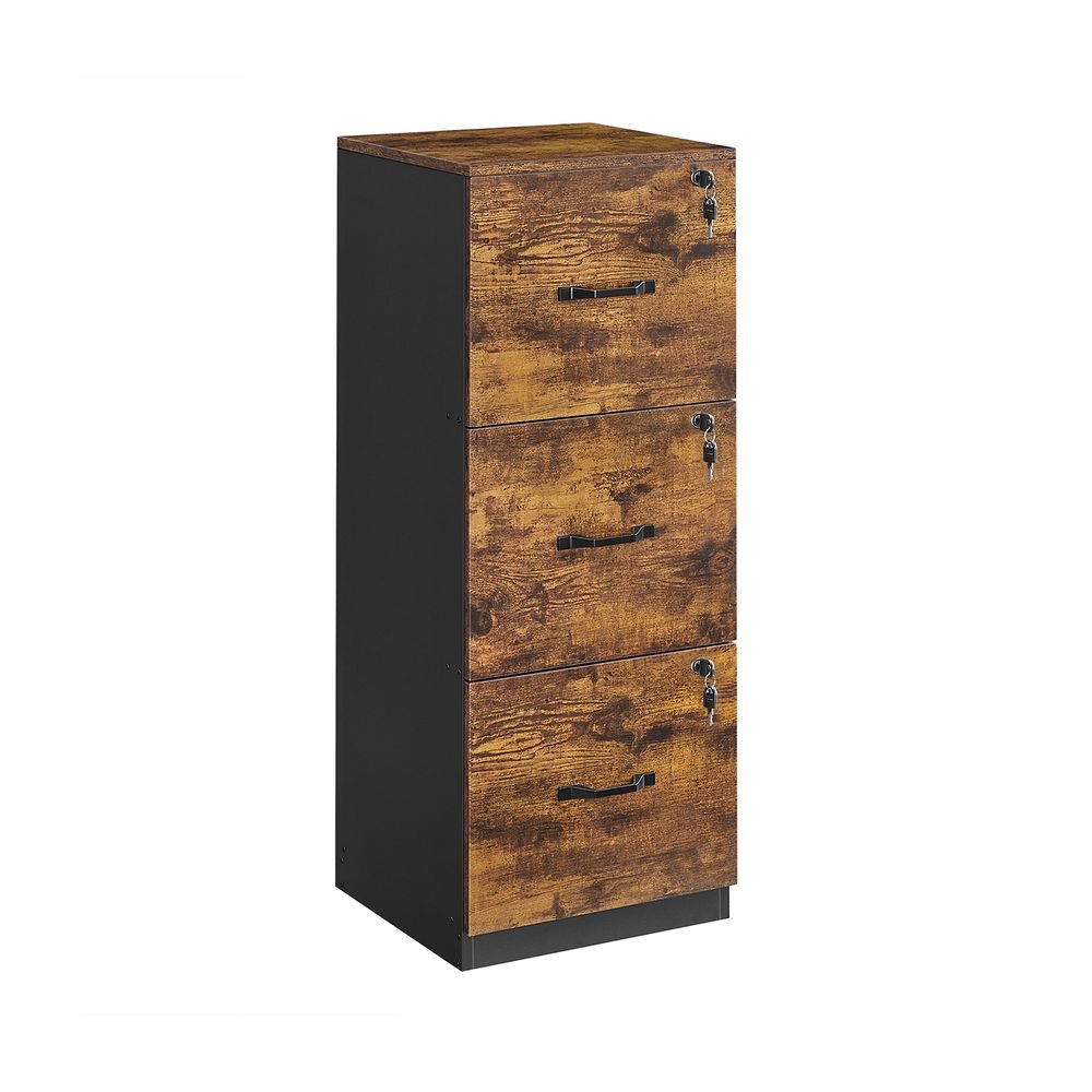 Archive cabinet - Office cabinet - With 3 lockable drawers - With ditches - Brown - Wood