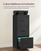 Archive cabinet - with 3 lockable drawers - ink black