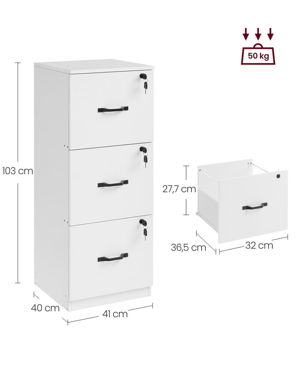 Archive cabinet - with 3 lockable drawers - Wolkwit