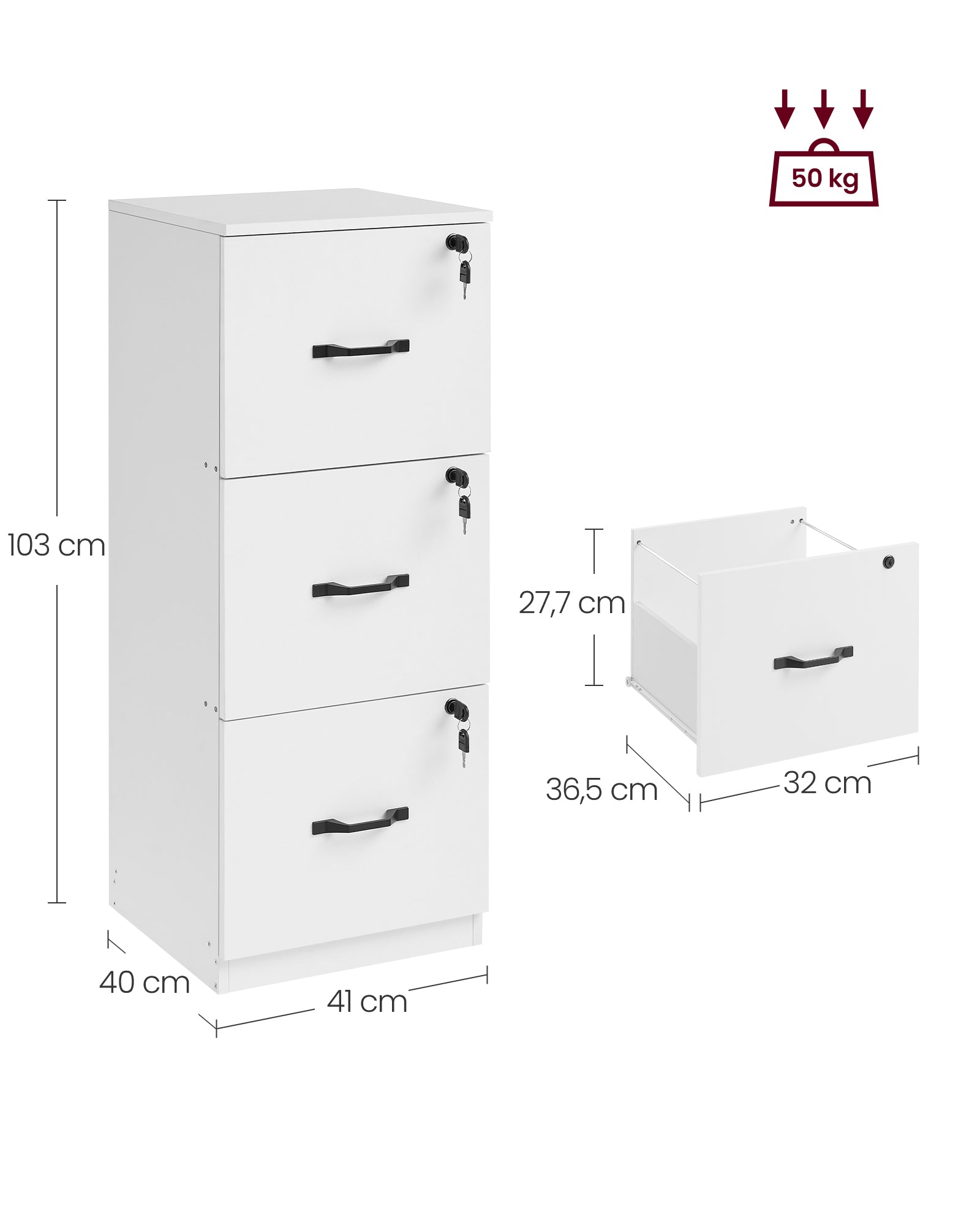 Archive cabinet - with 3 lockable drawers - Wolkwit