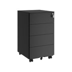 Roll container - 4 drawers - on wheels - ink -black