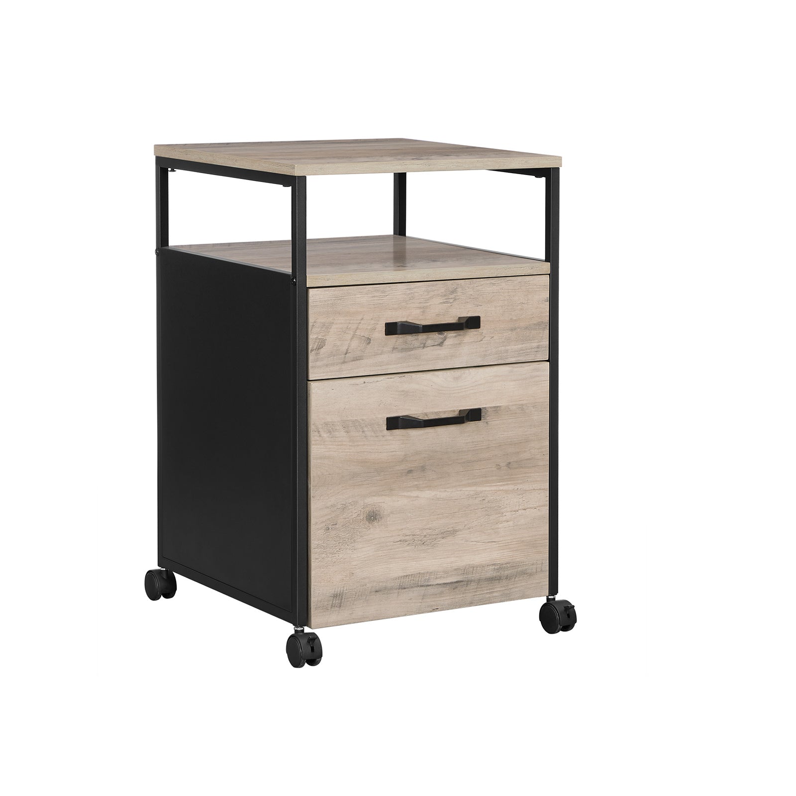 Ladeblok - Office box with 2 drawers - On wheels - Brown/Black