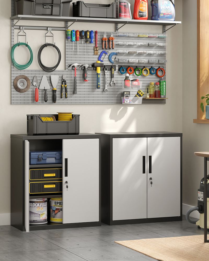 Archive cabinet - Tool cabinet - Van Staal - With 2 doors - with lock - Silver