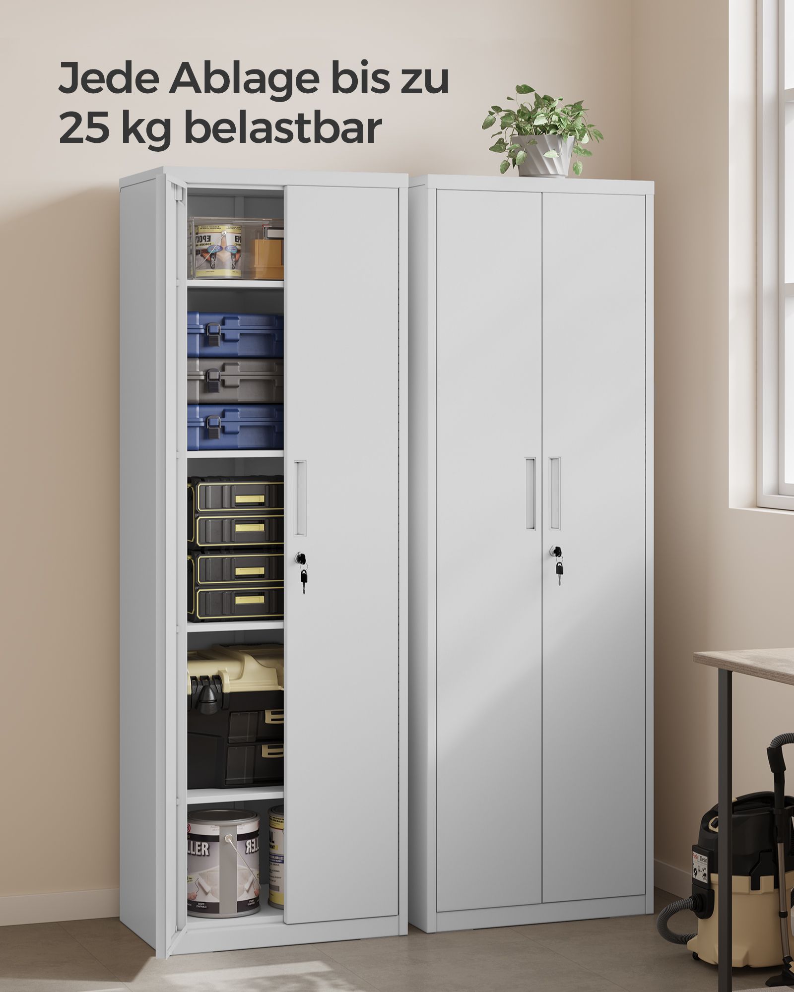 Archive cabinet with double doors and 5 levels