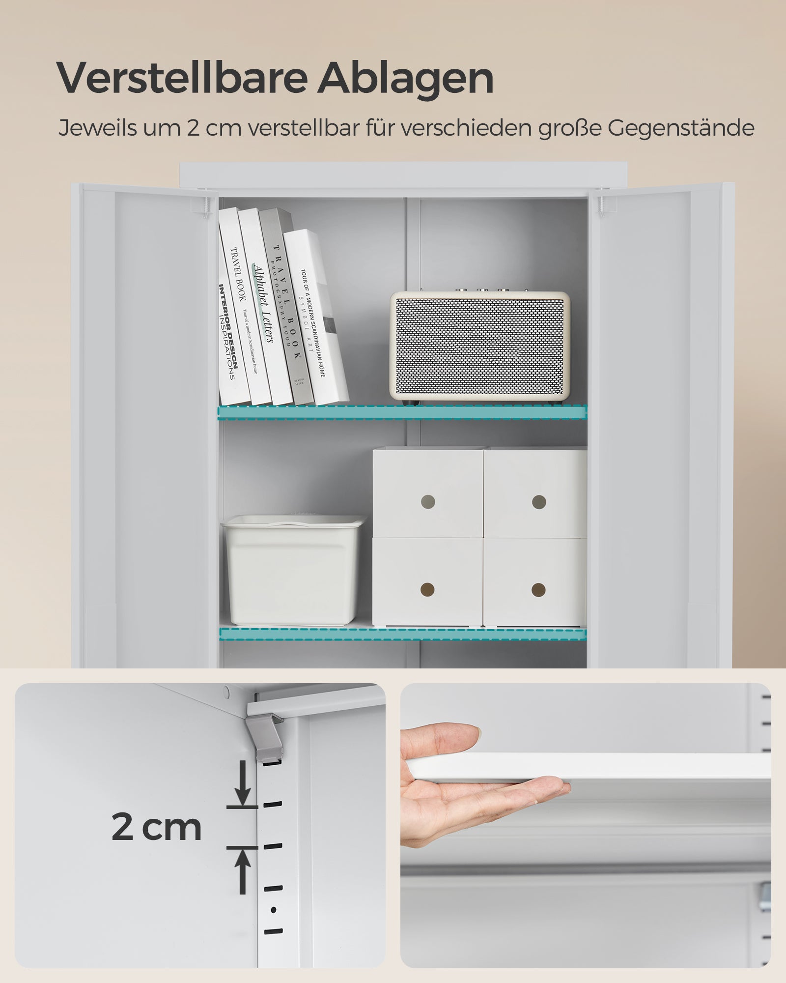 Archive cabinet with double doors and 5 levels