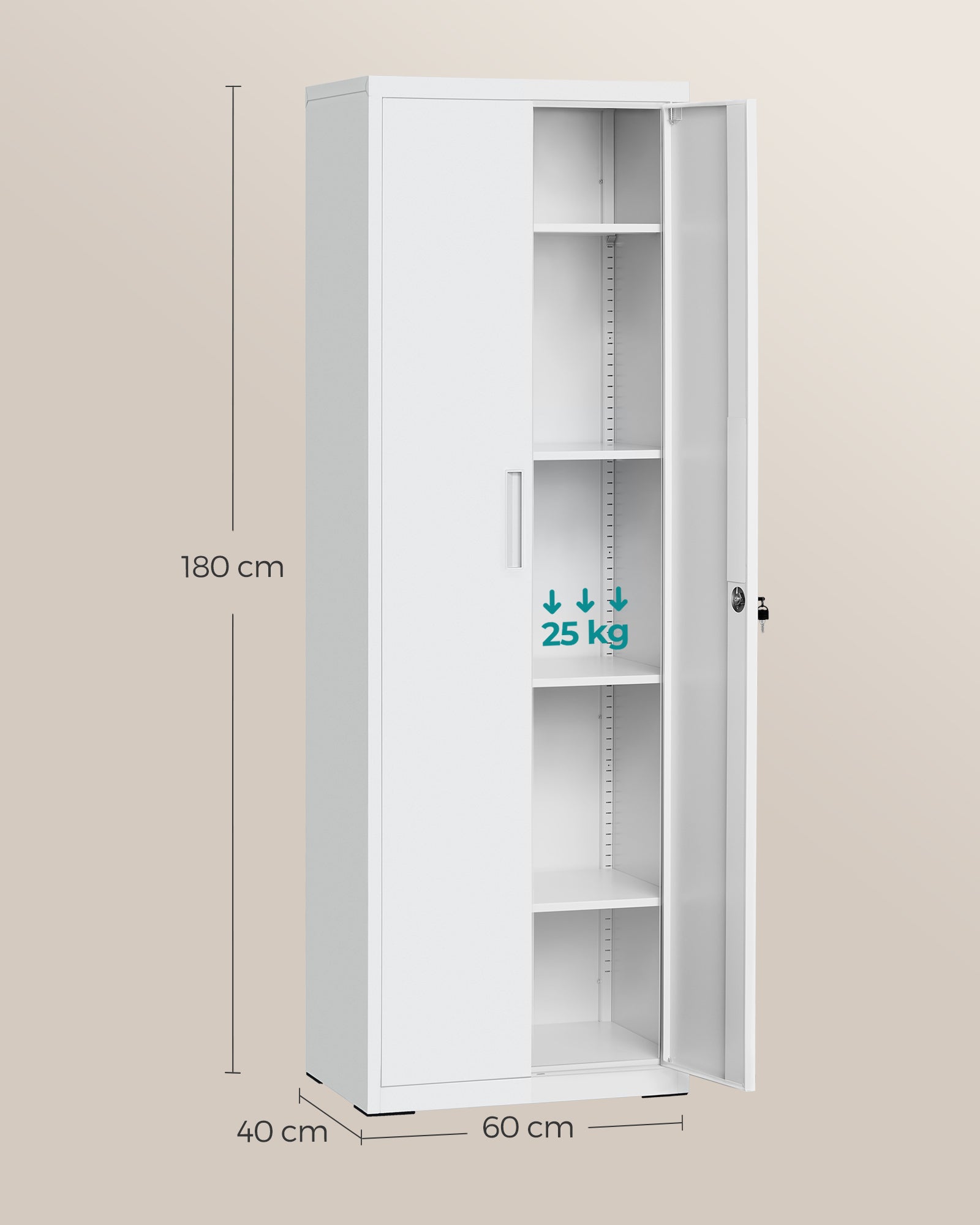 Archive cabinet with double doors and 5 levels