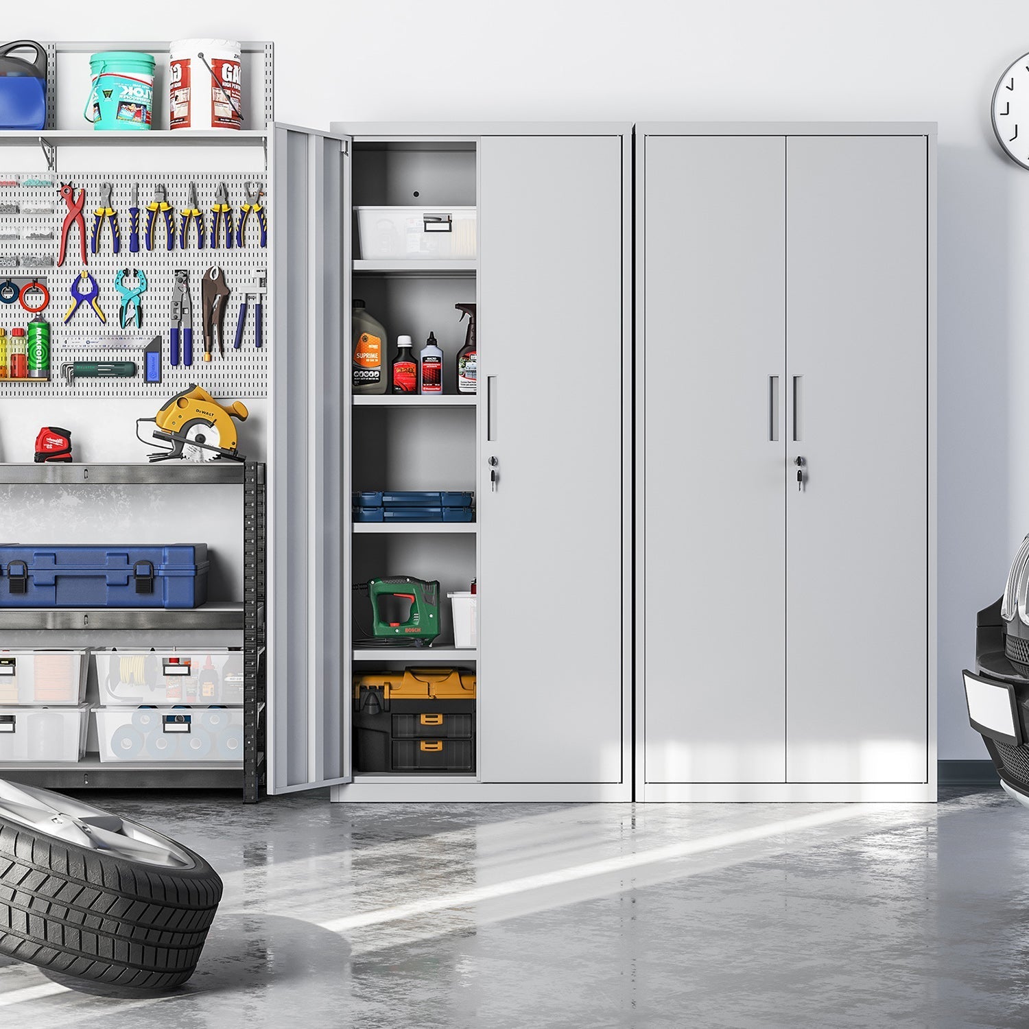 Archive cabinet - Office cabinet - With 2 doors - Gray