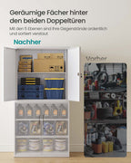 Archive cabinet with 4 doors and 5 levels 40 x 80 x 180 cm Mat gray